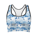 Skiing Mountain Print Women's Sports Bra