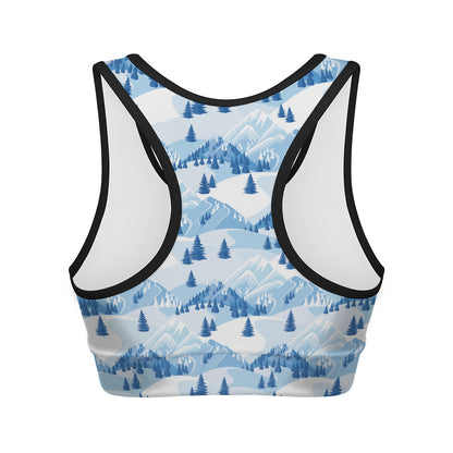 Skiing Mountain Print Women's Sports Bra