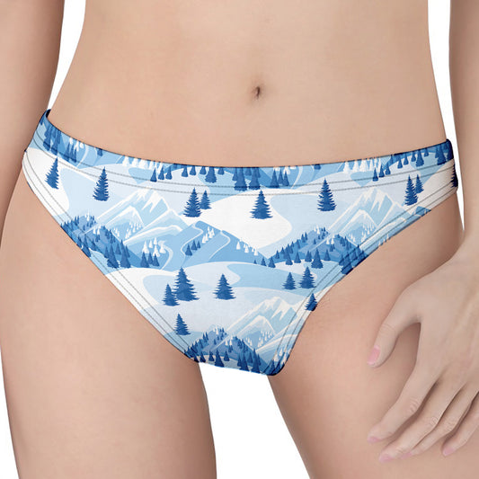 Skiing Mountain Print Women's Thong
