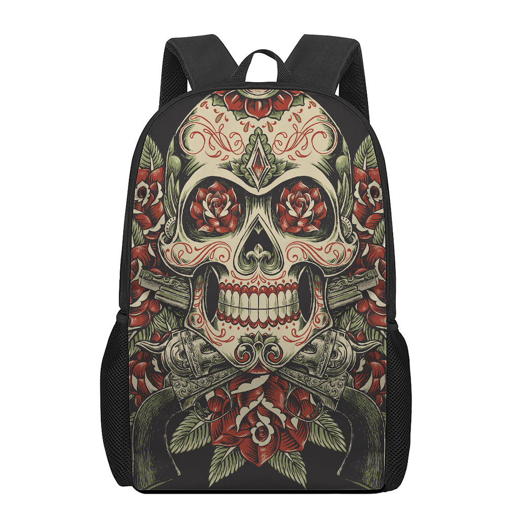 Skull And Roses Tattoo Print 17 Inch Backpack