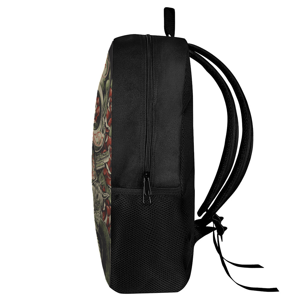 Skull And Roses Tattoo Print 17 Inch Backpack