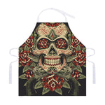 Skull And Roses Tattoo Print Adjustable Apron