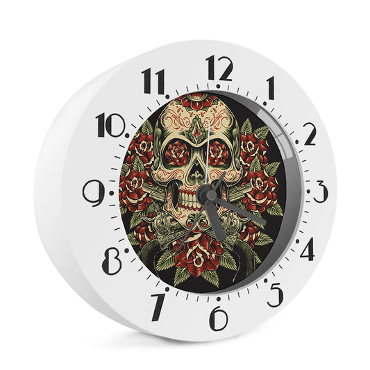 Skull And Roses Tattoo Print Alarm Clock