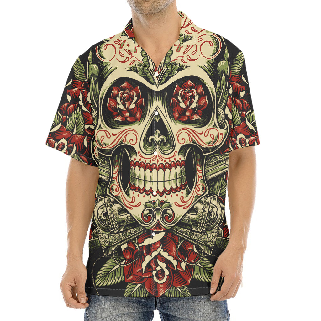 Skull And Roses Tattoo Print Aloha Shirt