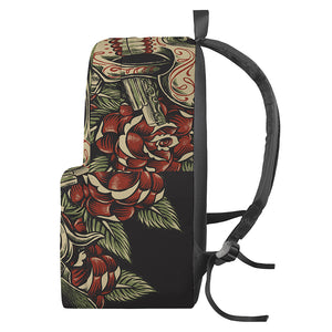 Skull And Roses Tattoo Print Backpack