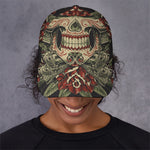 Skull And Roses Tattoo Print Baseball Cap