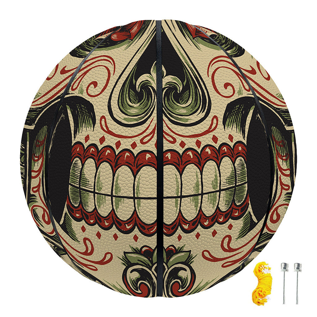 Skull And Roses Tattoo Print Basketball