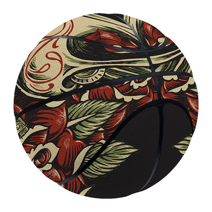 Skull And Roses Tattoo Print Basketball