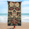 Skull And Roses Tattoo Print Beach Towel