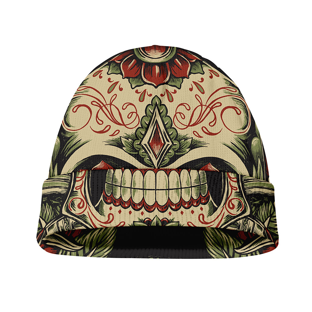 Skull And Roses Tattoo Print Beanie