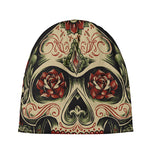 Skull And Roses Tattoo Print Beanie