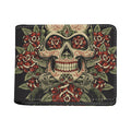 Skull And Roses Tattoo Print Bifold Wallet