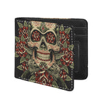 Skull And Roses Tattoo Print Bifold Wallet