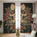 Skull And Roses Tattoo Print Dimout Pencil Pleat Curtains