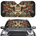 Skull And Roses Tattoo Print Car Windshield Sun Shade