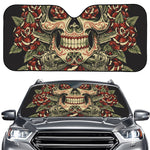 Skull And Roses Tattoo Print Car Windshield Sun Shade