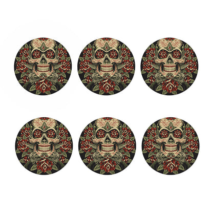 Skull And Roses Tattoo Print Coaster Set