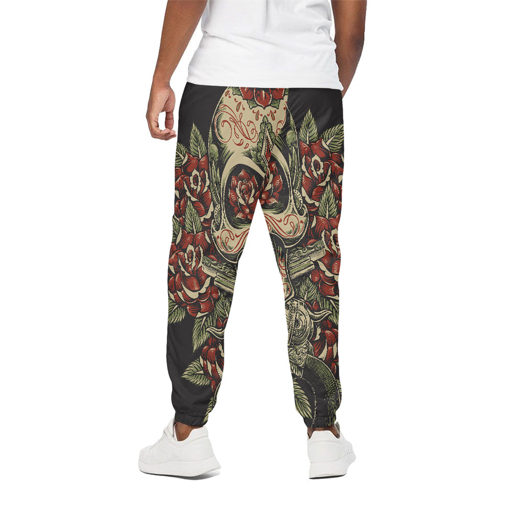 Skull And Roses Tattoo Print Cotton Pants