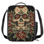 Skull And Roses Tattoo Print Crossbody Lunch Bag