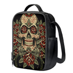 Skull And Roses Tattoo Print Crossbody Lunch Bag