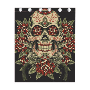 Skull And Roses Tattoo Print Curtain