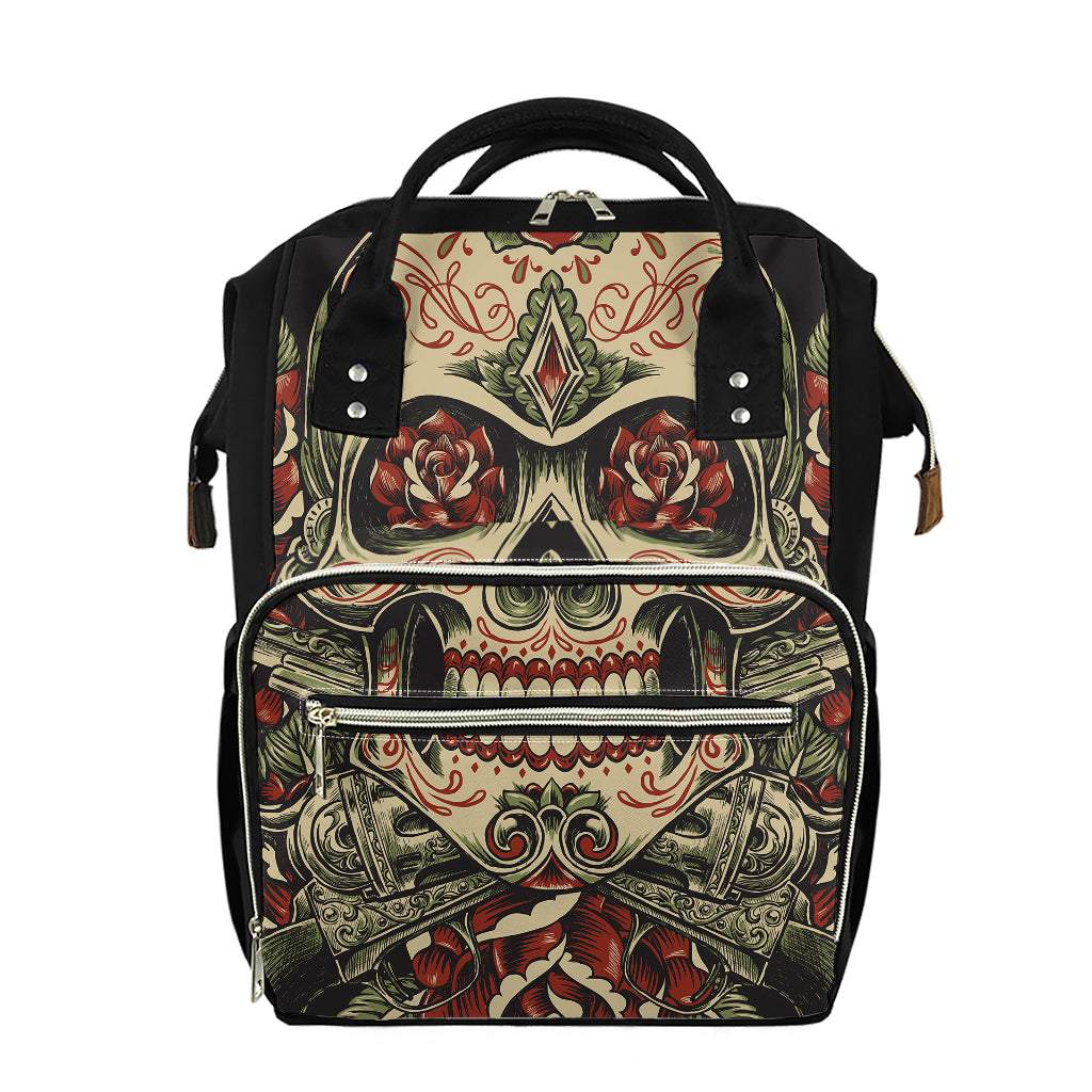 Skull And Roses Tattoo Print Diaper Bag