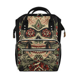 Skull And Roses Tattoo Print Diaper Bag