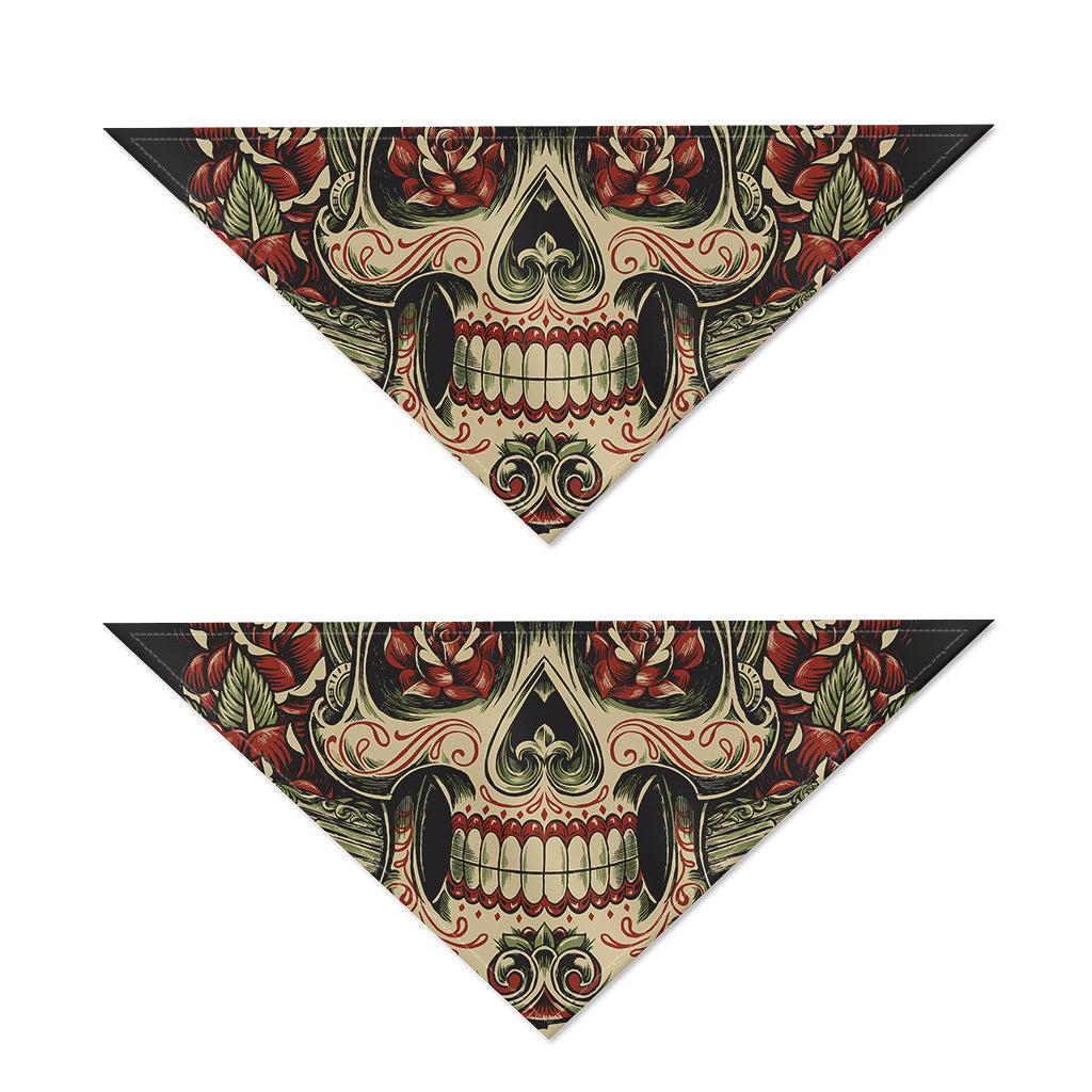 Skull And Roses Tattoo Print Dog Bandana