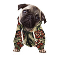 Skull And Roses Tattoo Print Dog Zip Up Hoodie