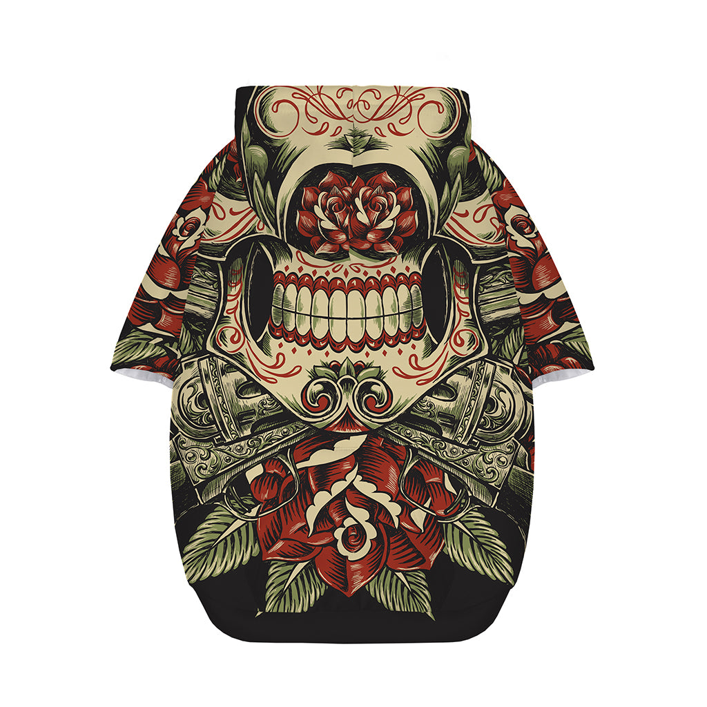 Skull And Roses Tattoo Print Dog Zip Up Hoodie