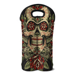 Skull And Roses Tattoo Print Double Neoprene Wine Tote