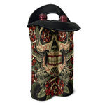 Skull And Roses Tattoo Print Double Neoprene Wine Tote