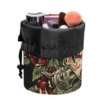 Skull And Roses Tattoo Print Drawstring Makeup Bag
