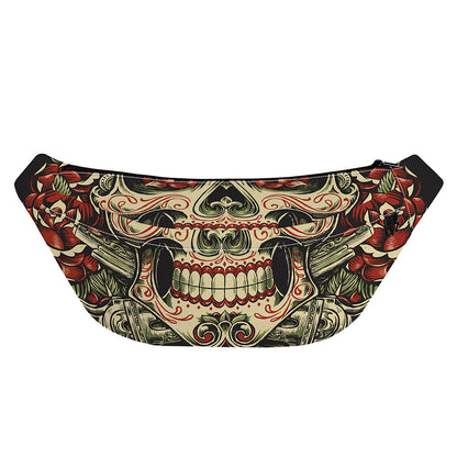 Skull And Roses Tattoo Print Fanny Pack