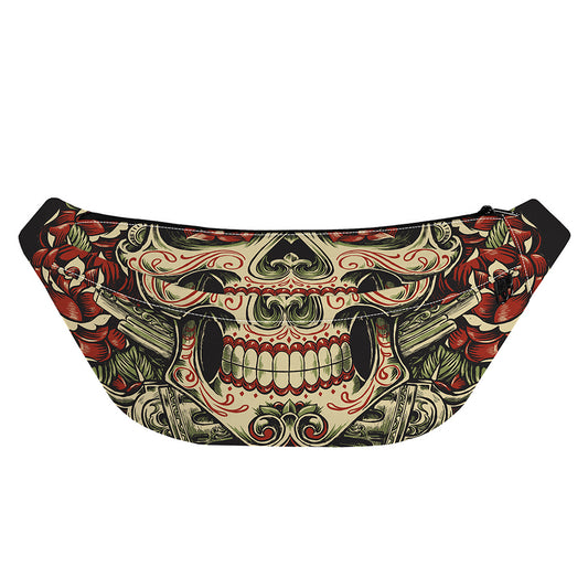 Skull And Roses Tattoo Print Fanny Pack