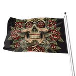 Skull And Roses Tattoo Print Flag