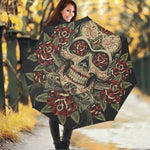 Skull And Roses Tattoo Print Foldable Umbrella