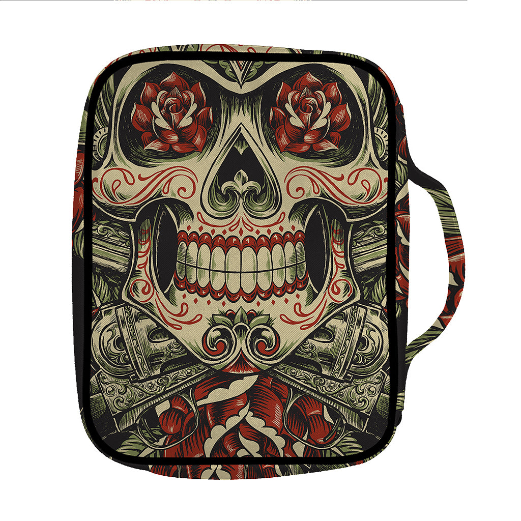 Skull And Roses Tattoo Print Front Pocket Bible Bag