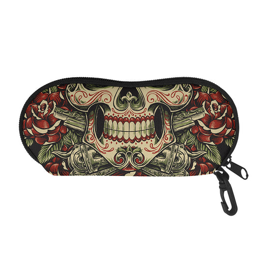 Skull And Roses Tattoo Print Glasses Case