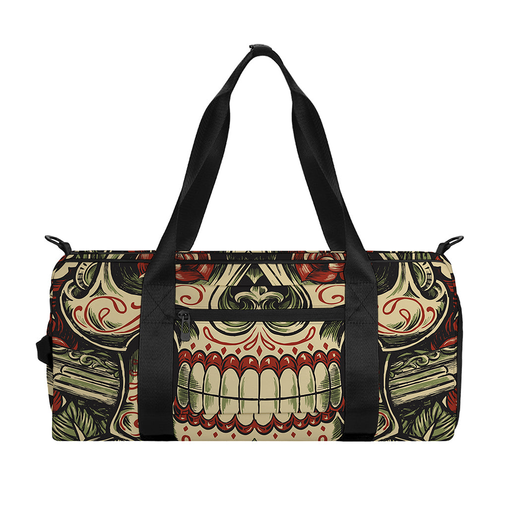 Skull And Roses Tattoo Print Gym Bag