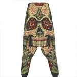 Skull And Roses Tattoo Print Hammer Pants