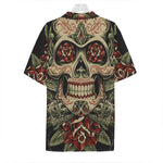 Skull And Roses Tattoo Print Hawaiian Shirt