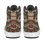 Skull And Roses Tattoo Print High Top Leather Sneakers