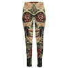 Skull And Roses Tattoo Print High-Waisted Pocket Leggings