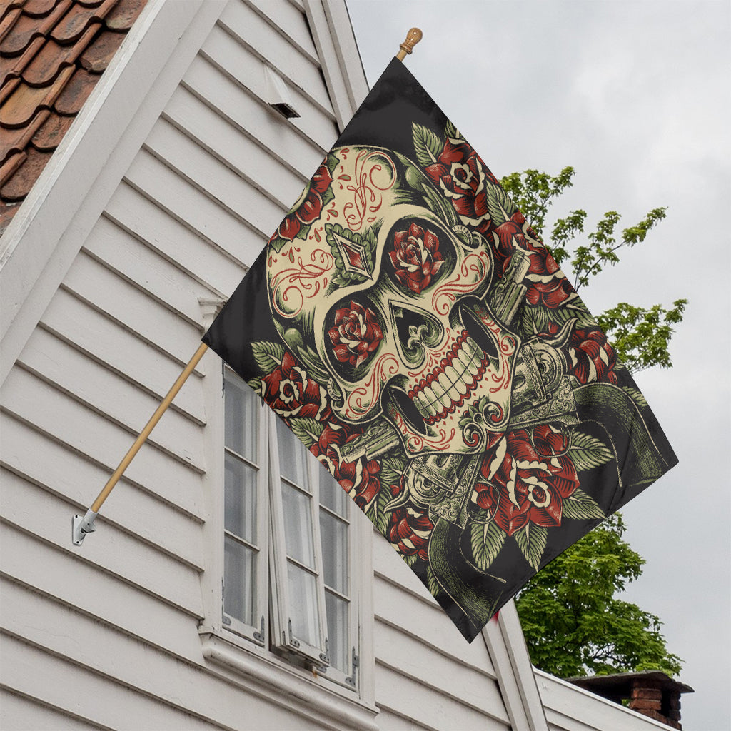 Skull And Roses Tattoo Print House Flag