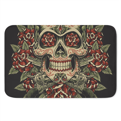 Skull And Roses Tattoo Print Indoor Door Mat