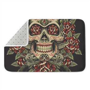 Skull And Roses Tattoo Print Indoor Door Mat