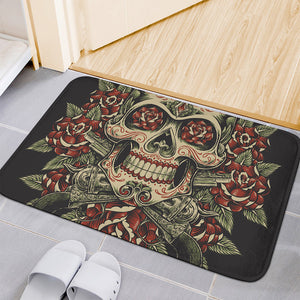 Skull And Roses Tattoo Print Indoor Door Mat