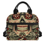 Skull And Roses Tattoo Print Insulated Lunch Bag