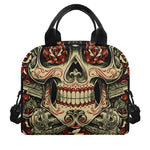 Skull And Roses Tattoo Print Insulated Lunch Bag